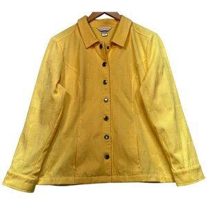 Christopher & Banks Women's Snap Front Jacket Cottagecore Size L Yellow Pockets